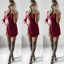 Load image into Gallery viewer, Meihuida Women arrival Shirt Dress Summer Casual Loose Long Sleeve Blouse Dress MIni Vacation Dresses Vestidos