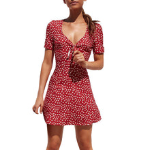 Load image into Gallery viewer, 2019 Womens Summer Mini Dress Ladies Short Sleeve Bodycon the dress Beach Party Dot Sundress robe femme women dress woman cloth